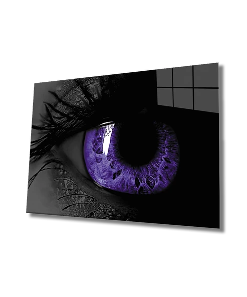 Kadınlar Mor Göz Dekoratif ve Modern Cam Tablo Women Purple Eye