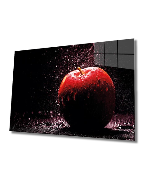 Kırmızı Elma Dekoratif ve Modern Cam Tablo Red Apple Art ürün görseli