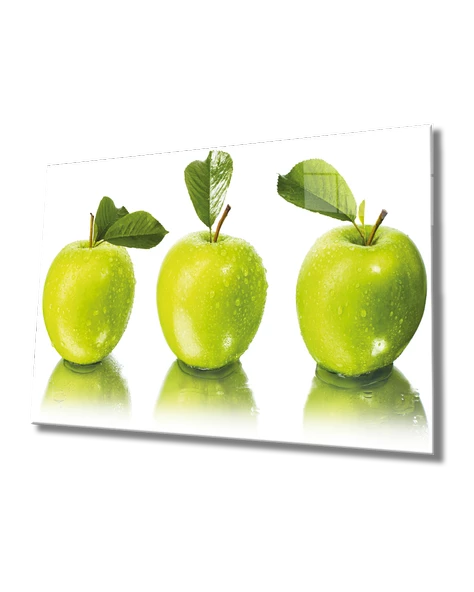 Yeşil Elma Dekoratif ve Modern Cam Tablo Green Apple