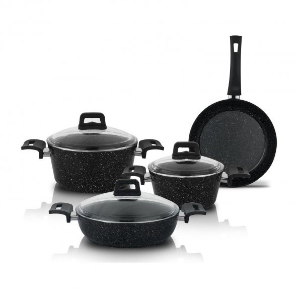 Schafer Savor Yanmaz Yapışmaz Tencere Seti -7 Parça Siyah