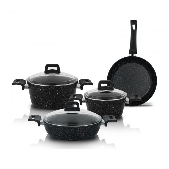 Schafer Savor Yanmaz Yapışmaz Tencere Seti -7 Parça Siyah - 2