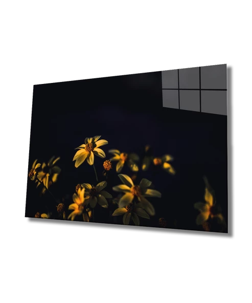 Sarı Çiçek Dekoratif ve Modern Cam Tablo Yellow Flower ürün görseli