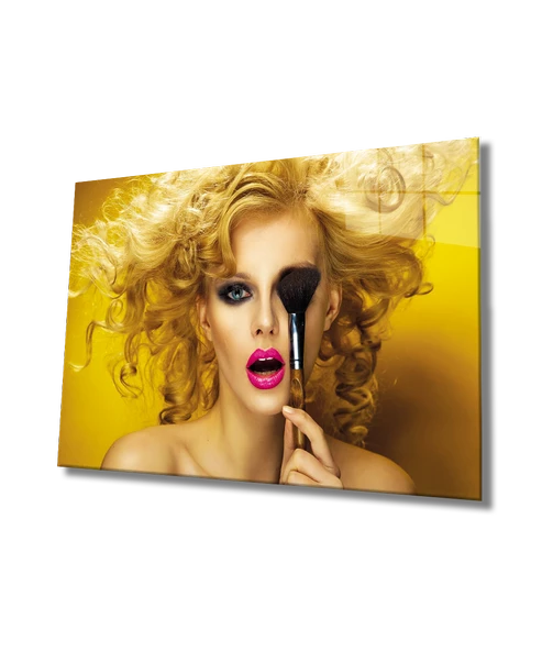 Kadın ve Makyaj Dekoratif ve Modern Cam Tablo Women and Makeup