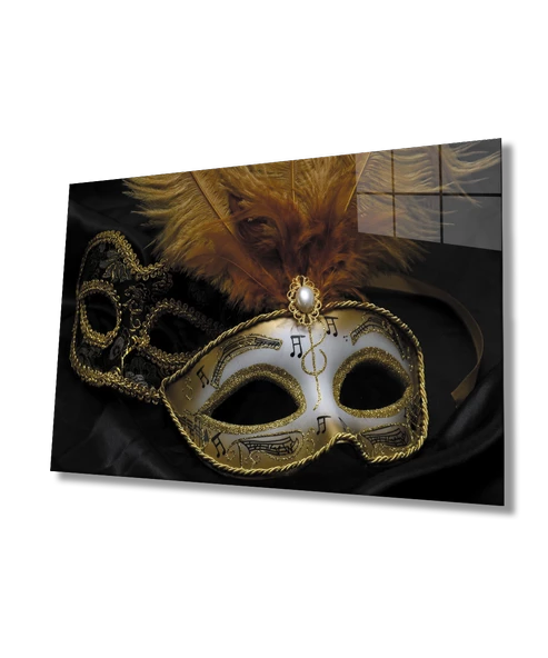 Maske Dekoratif ve Modern Cam Tablo   Mask Table