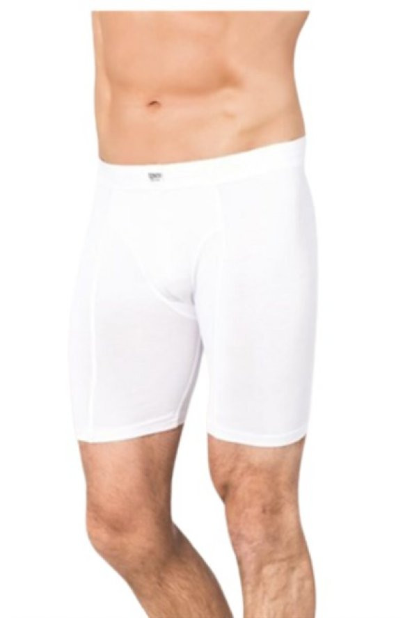 Erkek Uzun Paçalı Likralı Boxer BEYAZ