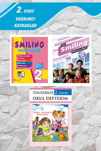 2.Sınıf Smiling Test Book +New Smiling Reference Book + Tüm Dersler Okul Defterim(Spiralli)