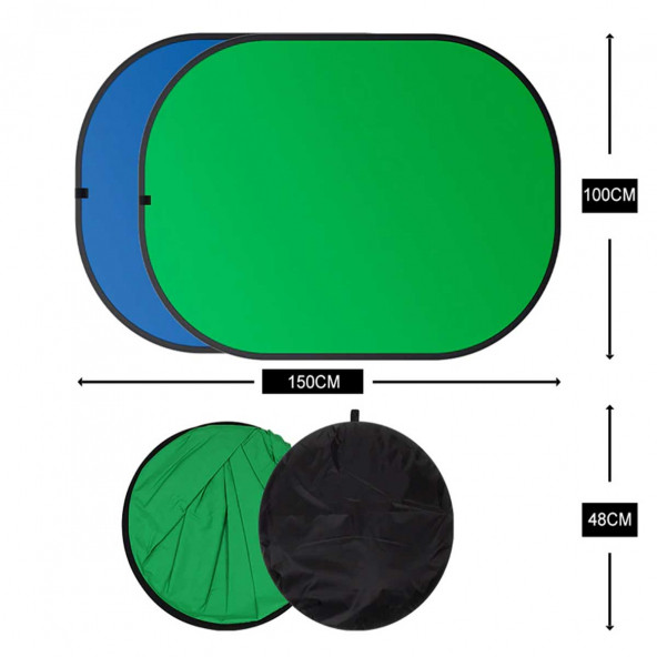 Deyatech katlanabilir yeşil ekran arka plan Chromakey yeşil mavi ekran, 150X200
