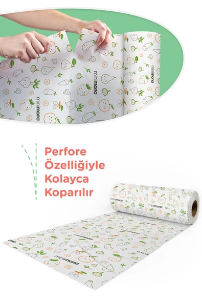 MİNİMONO Mama Sandalyesi Altı Ve Aktivite Örtüsü 3 Rulo 30 Adet - Sevimli Meyveler - 3