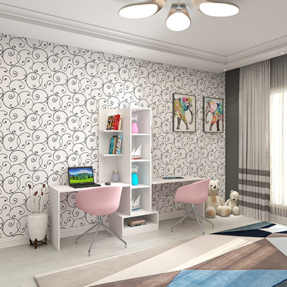 Bernard Modern 2 Kişilik Çalışma Masalı Kitaplık