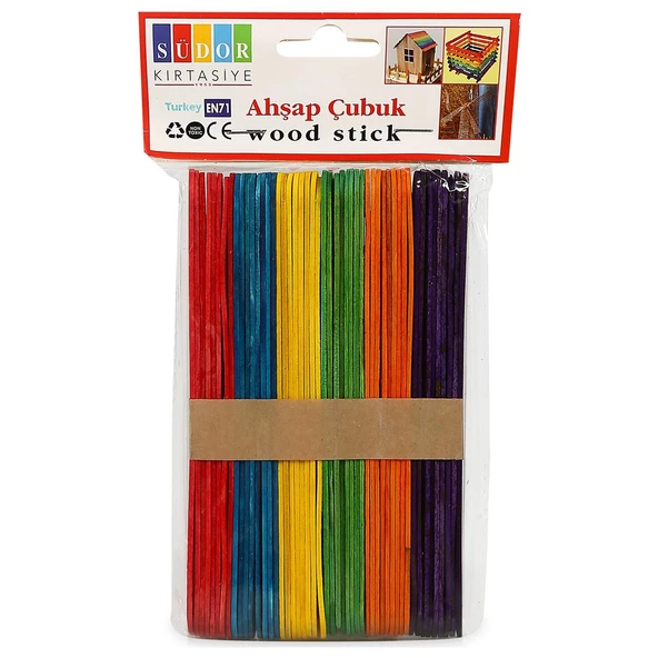 Südor Ahşap Dondurma Sapı Büyük Renkli 50 Adet - 3