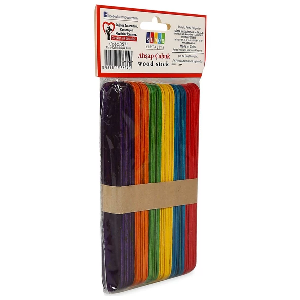 Südor Ahşap Dondurma Sapı Büyük Renkli 50 Adet - 2