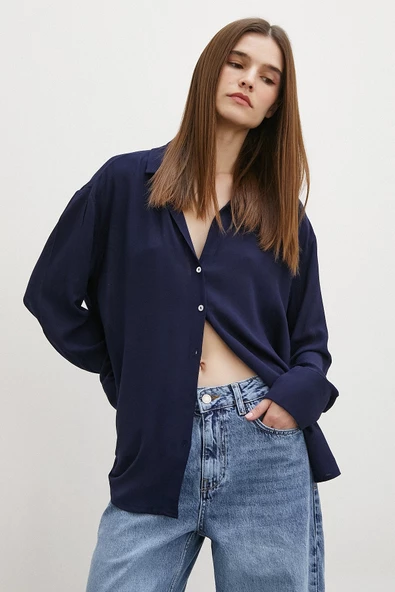 Viskon Basic Gömlek Lacivert ürün görseli 1