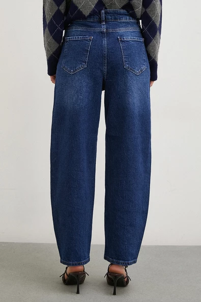Yüksel Bel Mom Jean Lacivert - 6