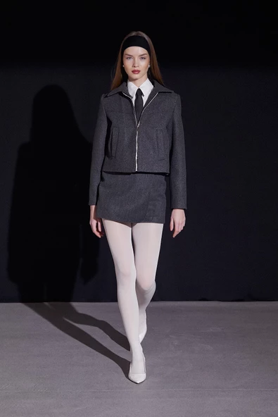 Önü Katlı Kaşe Etek Antirasit - Resim 2