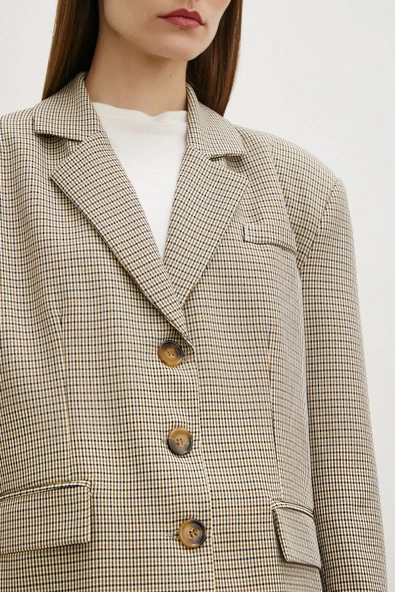 Ekose Blazer Ceket Kahve - 5