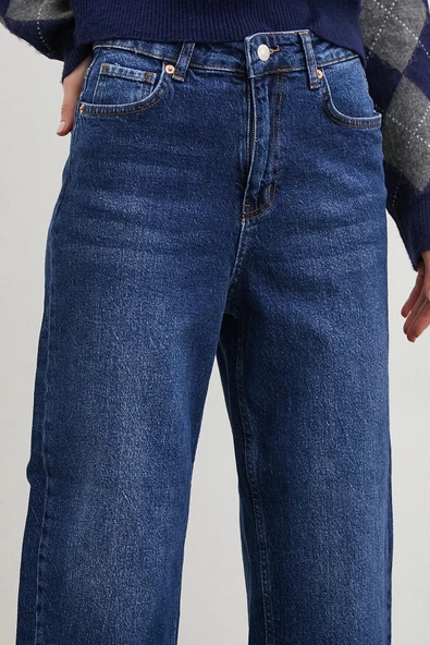 Yüksel Bel Mom Jean Lacivert - 5