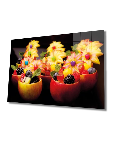 Taze Meyveler Dekoratif ve Modern Cam Tablo Fresh Fruits Wall Hanging