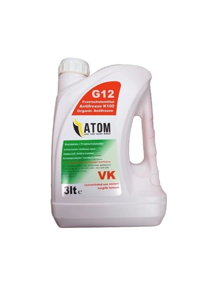 3 LT ATOM G12  KIRMIZI ORGANİK ANTİFRİZ K100 -36 DERECE