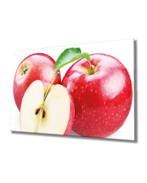 Elma Dekoratif ve Modern Cam Tablo Apple