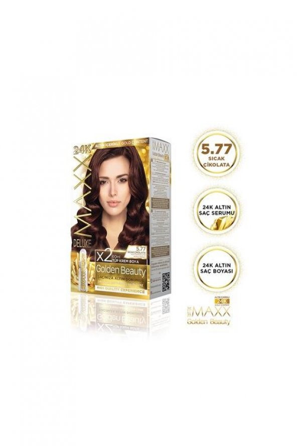 Maxx Deluxe Golden 5.77 Sıcak Çikolata 24k Altın İçerikli Saç Boyası