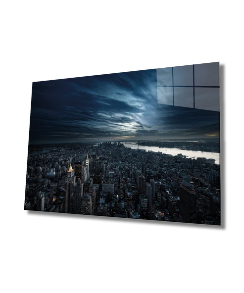 New York Manzaralı Dekoratif ve Modern Cam Tablo New York View ürün görseli 1