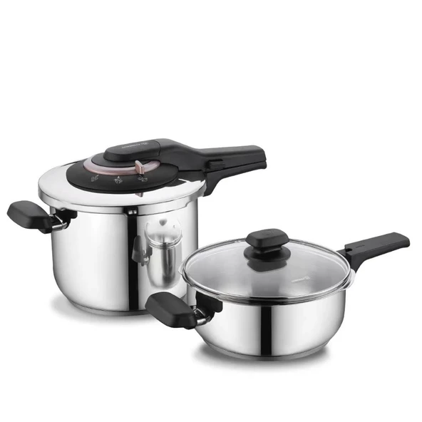 Korkmaz Vita Plus Quattro Dayanıklı Paslanmaz Çelik  Düdüklü Tencere Seti 4 Parça  A168