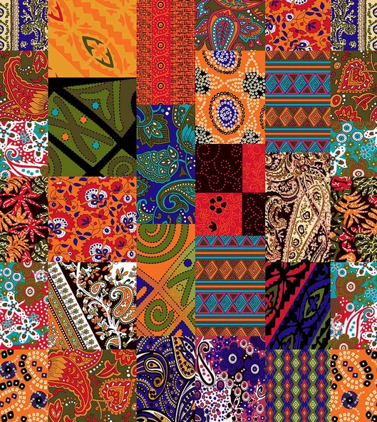 Rengarenk Motif Çizim Desenli Duvar Kağıdı - 7