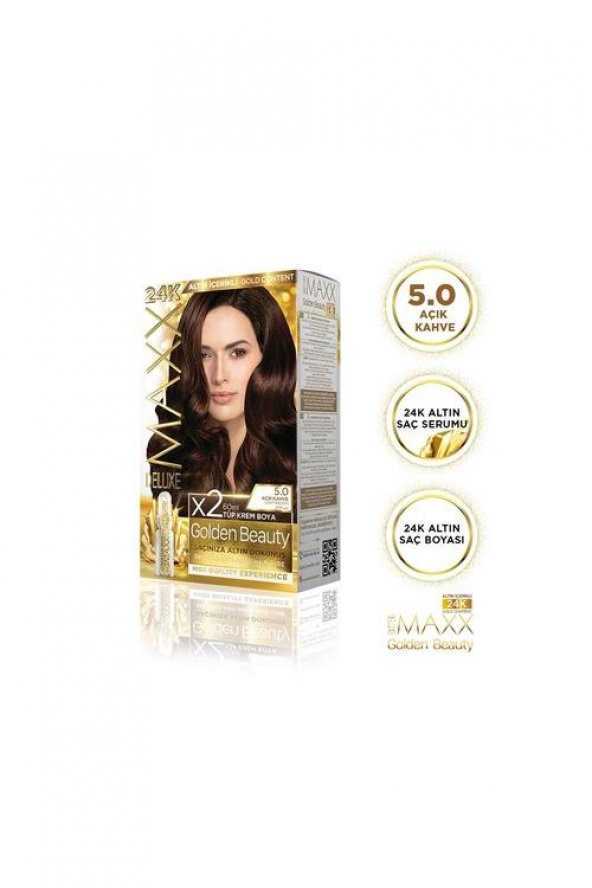 Maxx Deluxe Golden 5.0 Açık Kahve 24k Altın İçerikli Saç Boyası