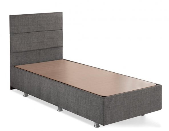 Niron Silver Baza ve Başlık Seti 100x200 cm Tek Kişilik Kaydırmaz Kumaşlı Gri Keten Baza ve Başlığı - 2