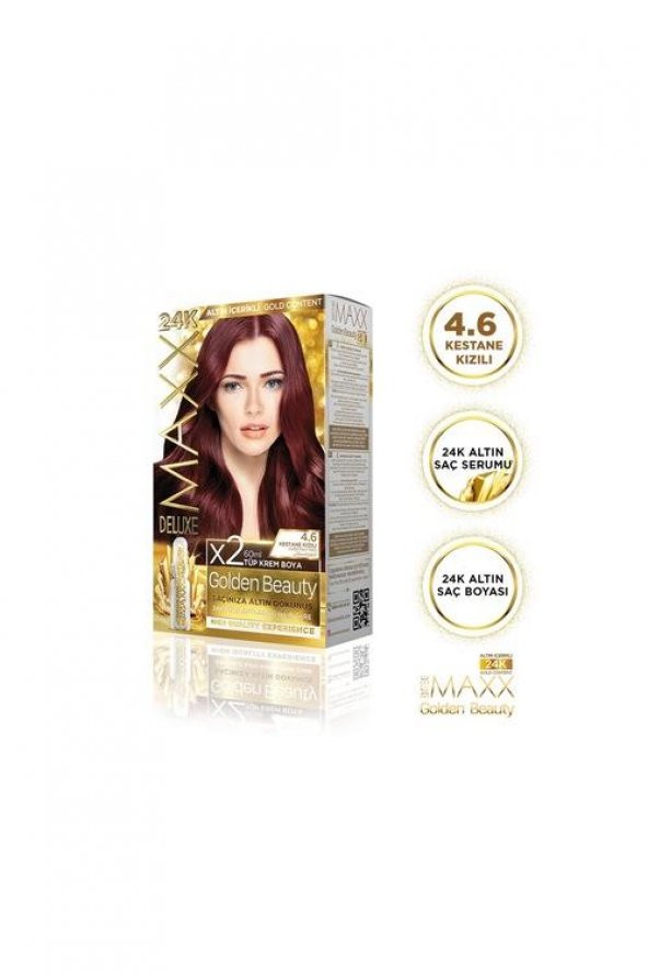 Maxx Deluxe Golden 4.6 Kestane Kızılı 24k Altın İçerikli Saç Boyası