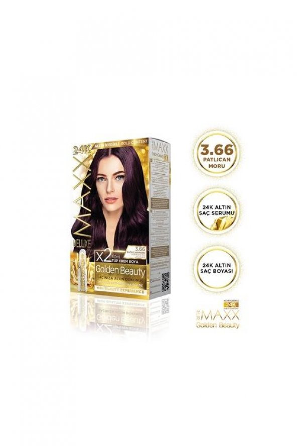 Maxx Deluxe Golden 3.66 Patlıcan Moru 24k Altın İçerikli Saç Boyası