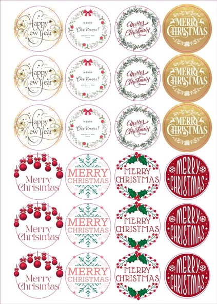 8 Çeşit Yılbaşı Sticker - Yılbaşı Hediye Sticker - Yılbaşı Paketleme - Yılbaşı Süsü - - 2