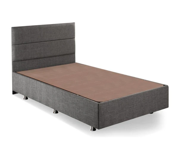 Niron Silver Baza ve Başlık Seti 120x200 cm Tek Kişilik Kaydırmaz Kumaşlı Gri Keten Baza ve Başlığı - 2