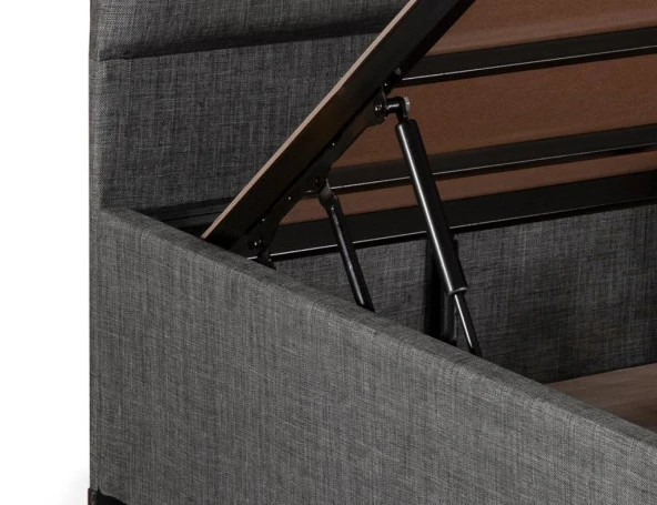 Niron Silver Baza ve Başlık Seti 120x200 cm Tek Kişilik Kaydırmaz Kumaşlı Gri Keten Baza ve Başlığı - 6
