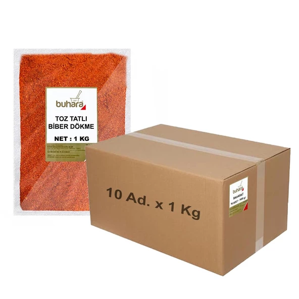 BUHARA TOPTAN TOZ TATLI BİBER DÖKME 1 KG x 10 Ad - 10 KG