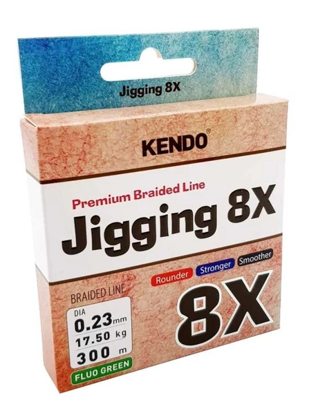 Kendo Jigging 8X Flash 300 mt Örgü İp (FLUO GREEN)  0,23 mm