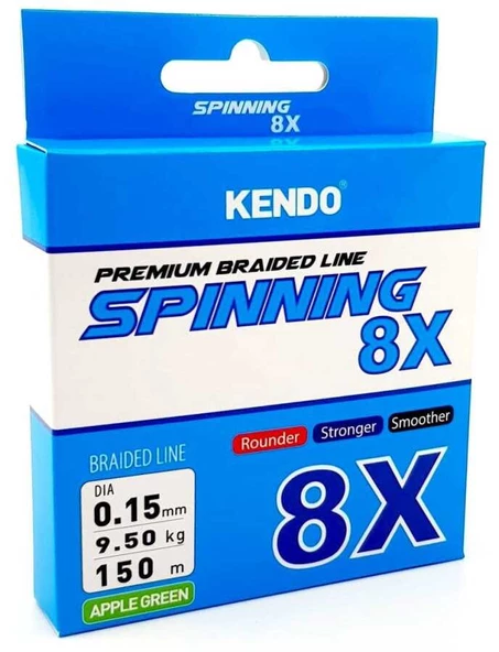 Kendo Spinning 8X Fighting 150 mt Örgü ip (Apple Green)  0,15mm