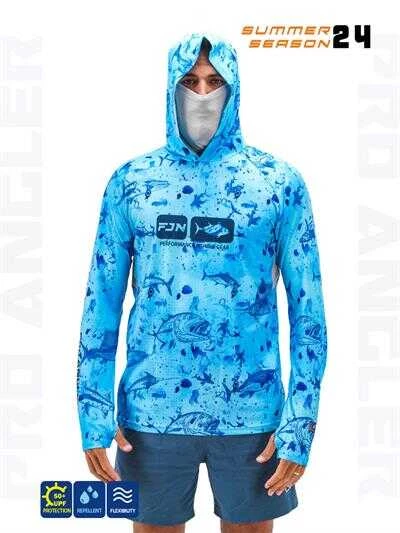 Fujin Pro Angler S24 Buff&Hoodie Blue Fish  Large (L)