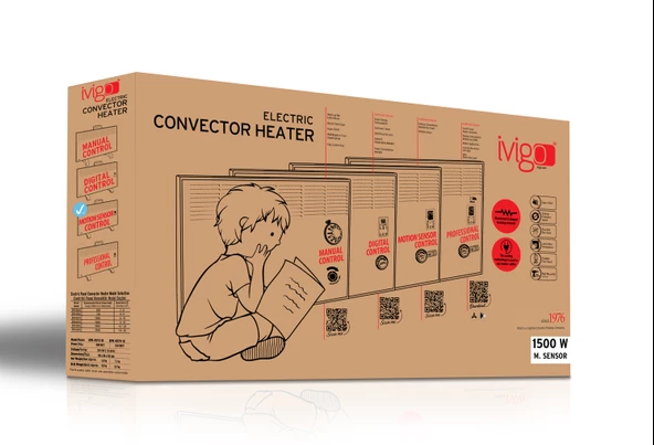 İvigo EPK4570HS15B Beyaz 1500 W Hareket Sensörlü Konvektör Isıtıcı AYAK ve ASKILI - 6