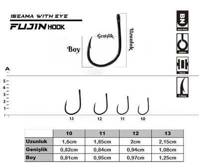 Fujin Iseama With Eye Delikli Olta Kancası  11 no - Resim 2
