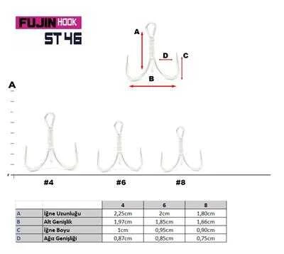 Fujin ST46 Üçlü Maket Balık İğnesi  2 no - 2