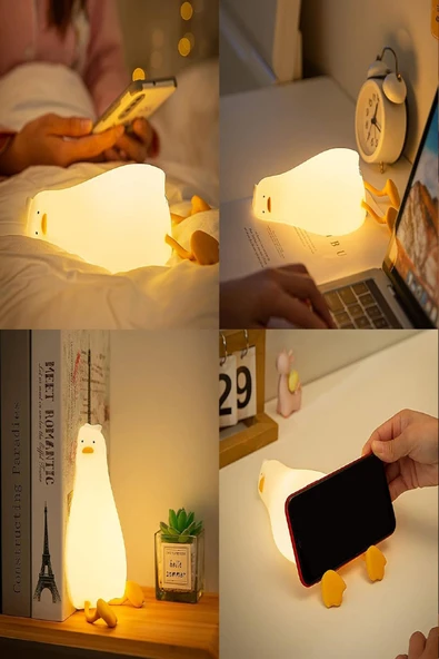 Renk Değiştiren Şarjlı Silikon Gece Lambası – Dokunmatik, Multicolor, Çocuk ve Bebek Odası - 3