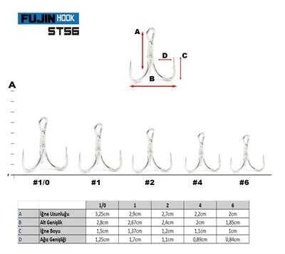 Fujin ST56 Üçlü Maket Balık İğnesi Nickel  2 no - 2