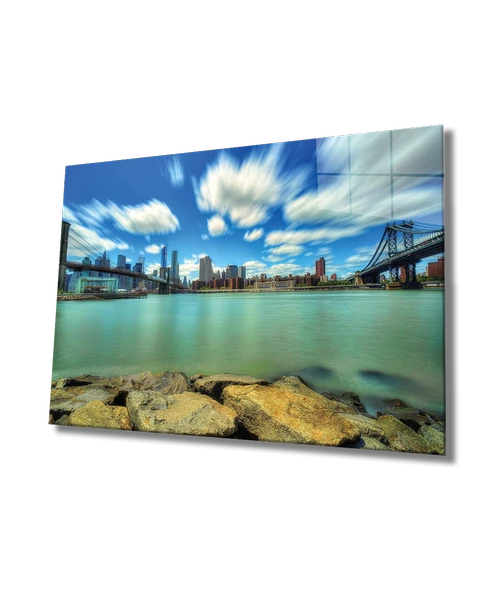 Şehir Manzaralı Dekoratif ve Modern Cam Tablo Urban Area View ürün görseli