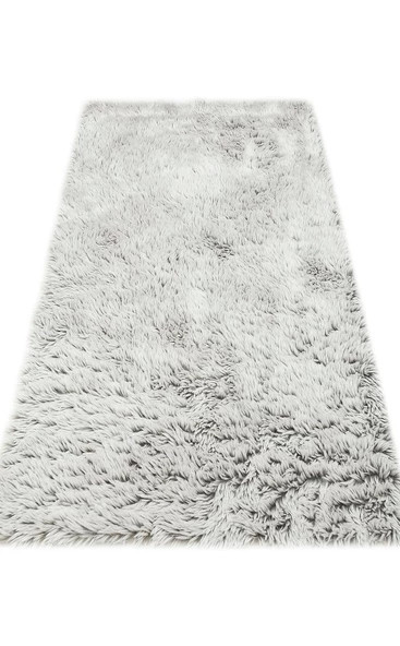Angora Koleksiyonu Uzun Tüylü Suni Kürk Halı ANG Plain Gri - 3