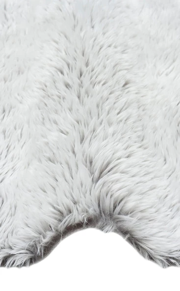 Angora Koleksiyonu Uzun Tüylü Suni Kürk Halı ANG Plain Gri - 2