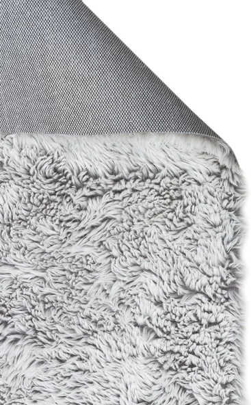 Angora Koleksiyonu Uzun Tüylü Suni Kürk Halı ANG Plain Gri - 4