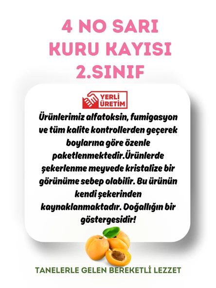 Mytat 4 No Sarı Kayısı 1. Sınıf (141-140) 300 gr - Resim 6