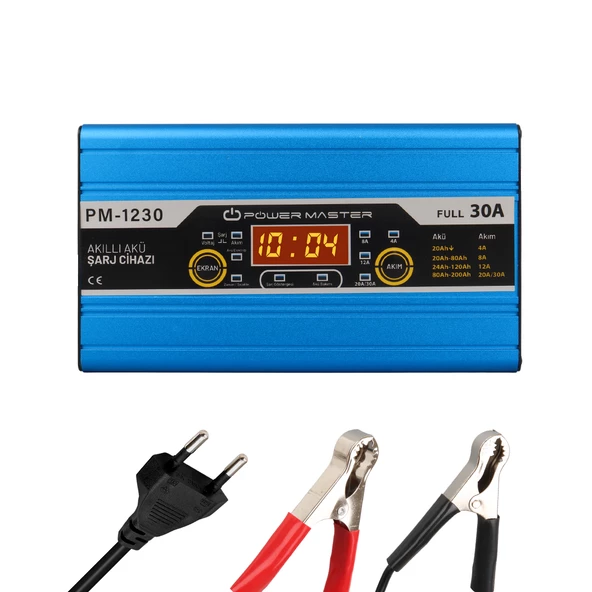 12 VOLT MAX 30 AMPER LCD EKRANLI AKÜ ŞARJ CİHAZI (4776)