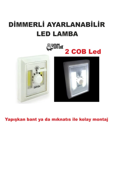 Dimmerli  Led Lamba Cob Ledli Yapişkan Veya Miknatisli Dolap Içi Mutfak Tezgah Ev Bahçe Fener - 2